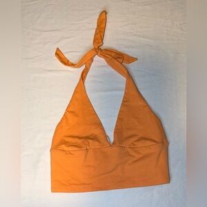 Garage Orange Halter Crop Top Womens XS Tie Neck Summer Festival
